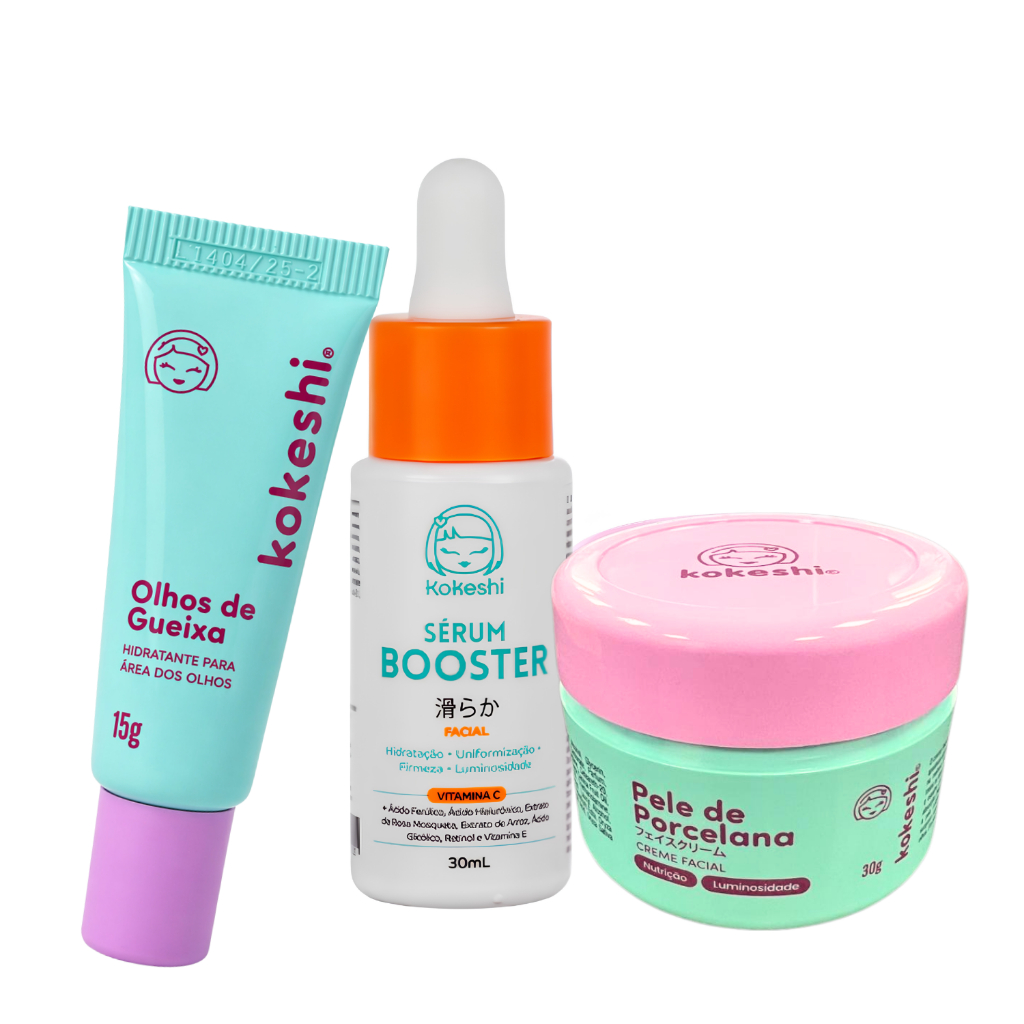 Kit Renovadores Kokeshi Pele de Porcelana Gueixa Sérum Vit C