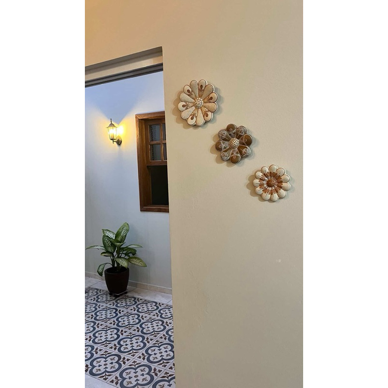 Kit TRÊS Flores de Barro Decoração para parede - ARTESANATO VALE DO JEQUITINHONHA - CERAMICA