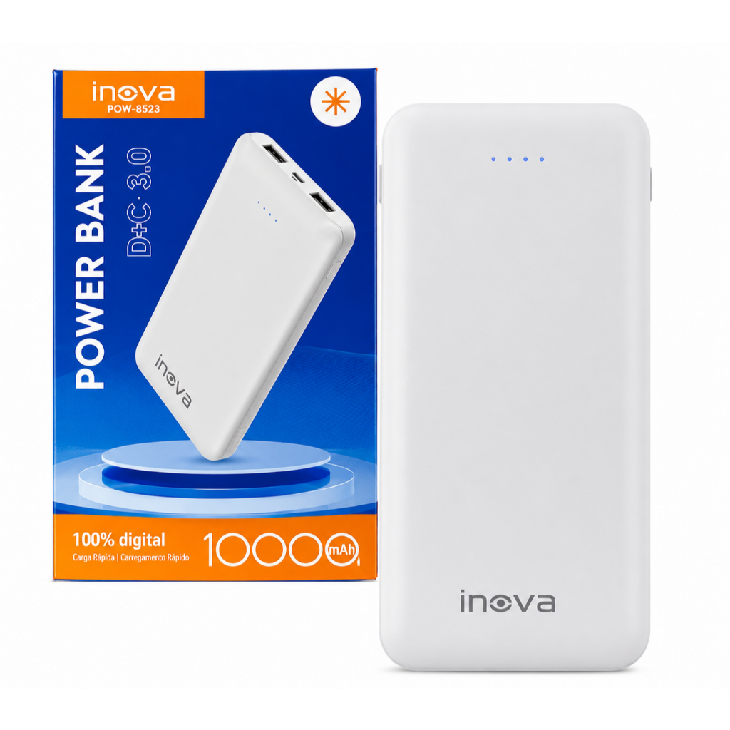 Carregador Portátil Power Bank 10000mAh 2 Saídas USB Universal Original POW-8523