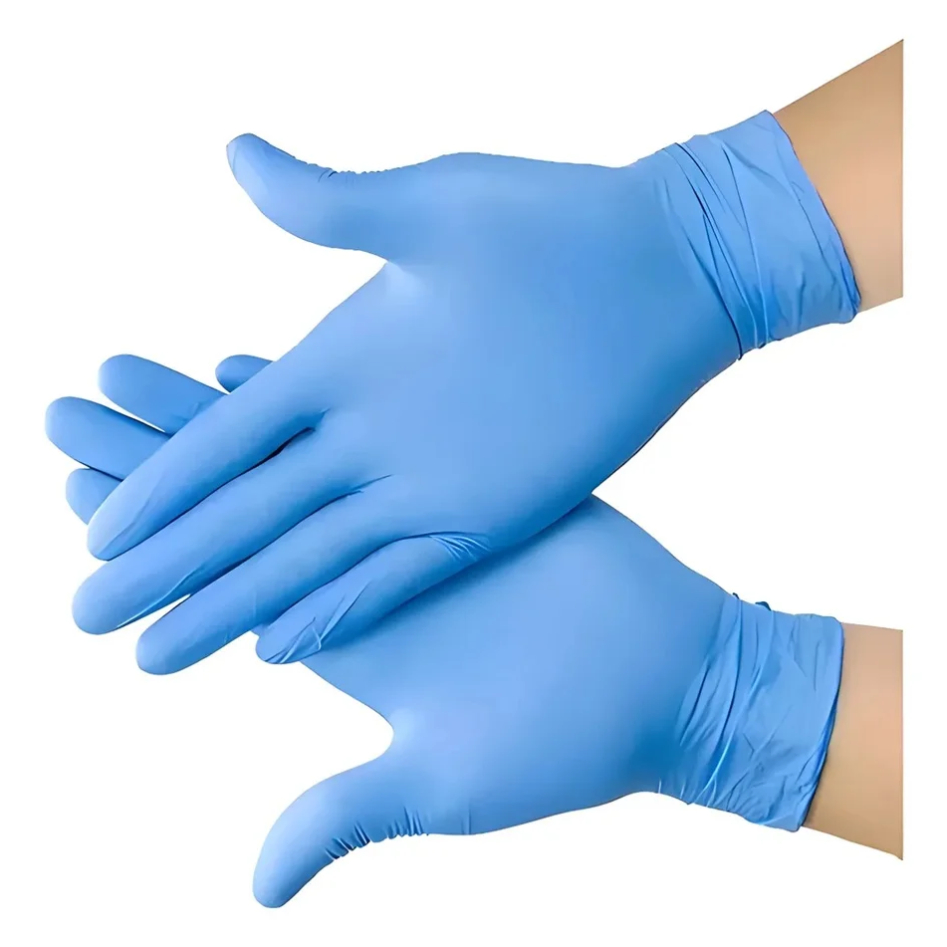 Luva Nitrílica Azul Descartável Tamanhos P M G Sem Pó 100 Unidades Uso Profissional — imagem 2 de 2