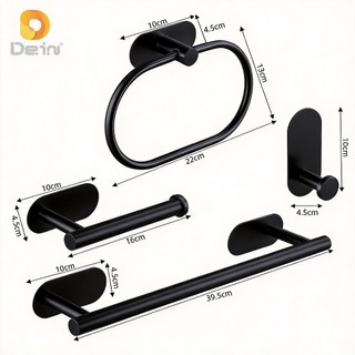 Kit Acessórios Banheiro 4 Peças Aço Inox Sem Furação Porta Toalha Papel Higiênico Resistente