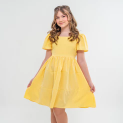 Vestido Infantil de Menina Juvenil Delicado Midi Liso