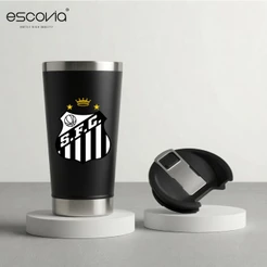 Copo Térmica Futebol Time Santos Futebol Clube Aço Inoxidavel 473ml com Tampa E Abridor para Cerveja