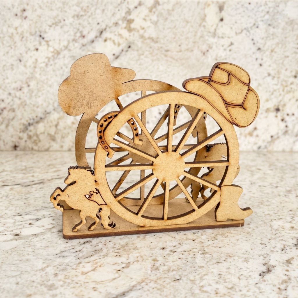 Kit 8 porta guardanapo roda carroçca cavalo mdf cru festa fazendinha junina country