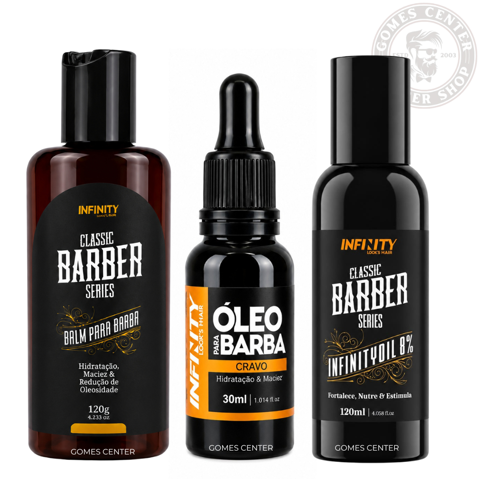 Balm 120g + Óleo de Barba 30ml + Tônico Capilar Infinitydil 8% 120ml Infinity Barber For Men