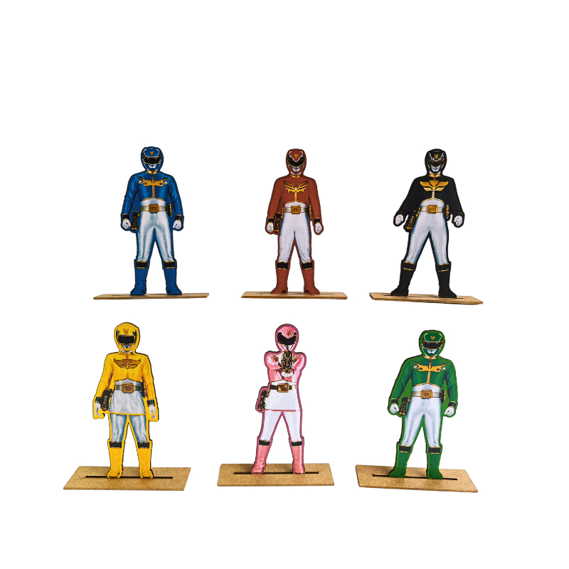 Kit Display de Mesa 6 Peças Para Festa Power Rangers MDF