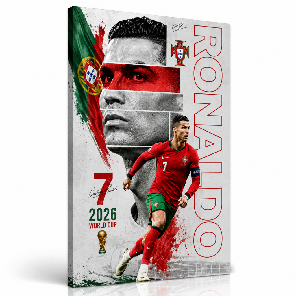 Quadro Decorativo CR7 Cristiano Ronaldo Portugal Copa 2026 Futebol MDF Sem Moldura Premium
