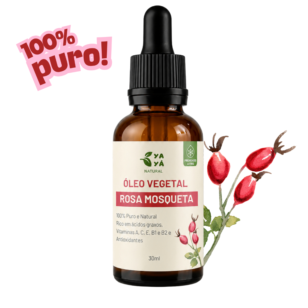Óleo Rosa Mosqueta 100% Puro Clareia e Hidrata. 30ml  (Yayá Natural)