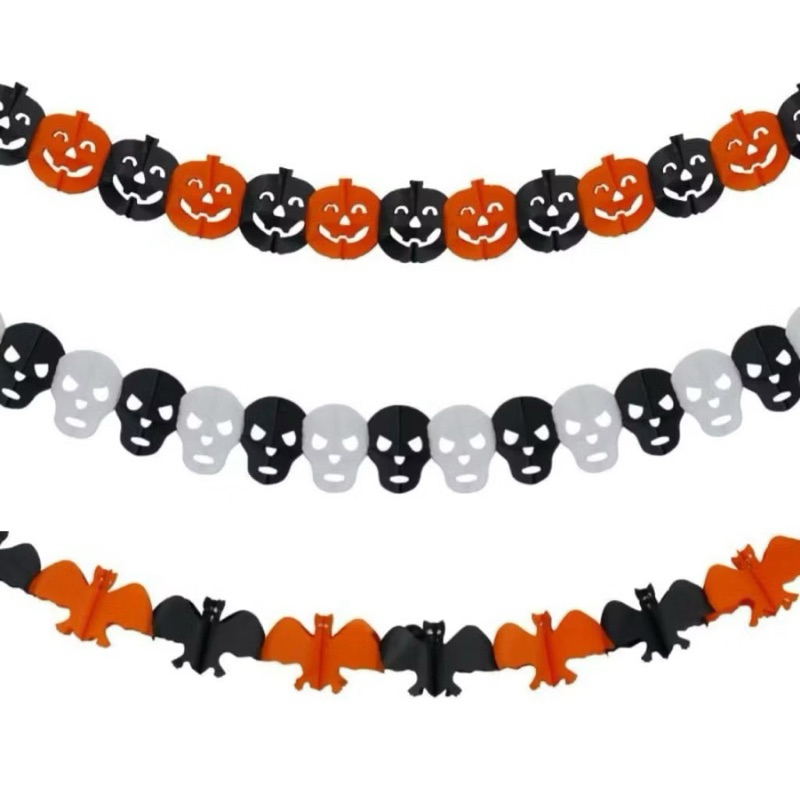 Varal Decorativo Halloween | Material: Papel | Tamanho: 1,70 Metro | Unidade | Caveiras, Abóboras Ou Morcegos | Festa
