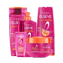 Kit Elseve Liso Dos Sonhos AHA + Queratina Vegetal - 5 produtos