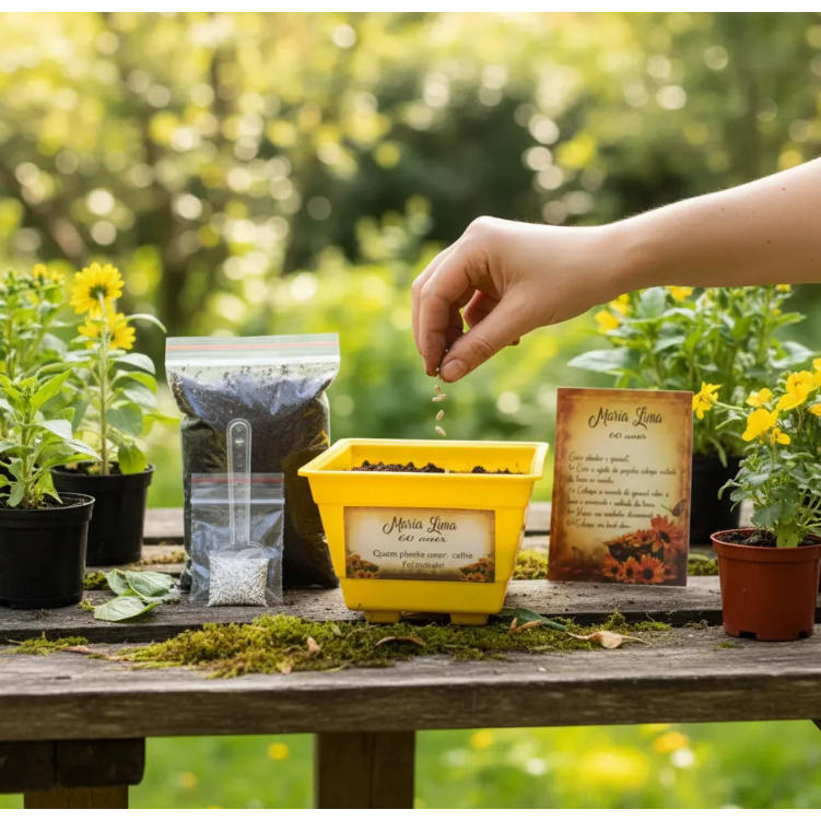 Kit Plantio Ecológico Lembrancinhas Personalizada Infantil Vasinho Jardinagem Aniversário Qualquer Tema