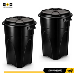 Kit 02 Cesto De Lixo 100 Litros Com Tampa Cestão Lixeira Empresa Industria Casa Cozinha Reforçado