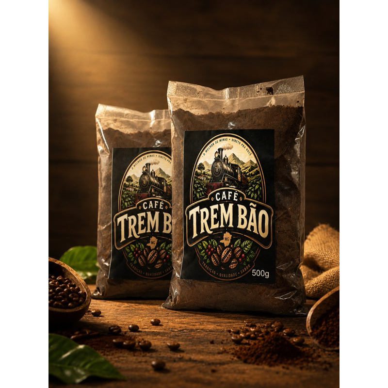Kit 2 pct Café torrado e moído café forte Café Trem Bão - do Sul de Minas Sabor intenso