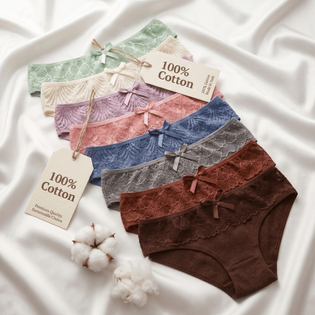Kit Calcinhas em Algodão Legitimo Confortavel Renda Cotton Roupa Feminina Anti Alérgico Não Marca