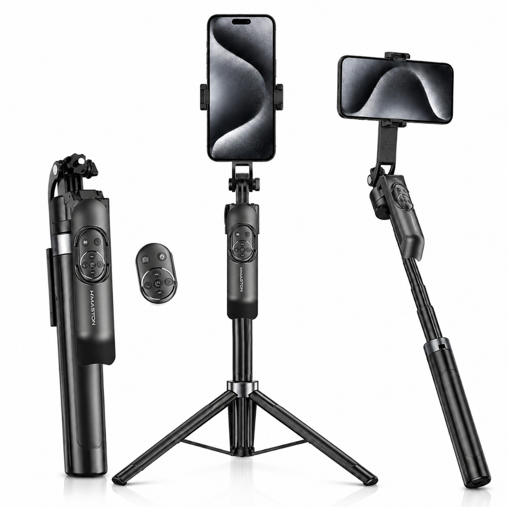 Bastão de Selfie Tripé 183cm com Rastreamento IA 360° Controle Bluetooth ZP32