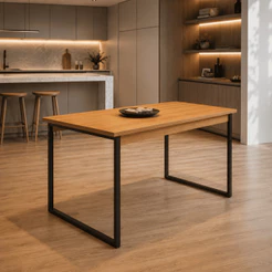 Mesa Jantar Cozinha Manu Estilo Industrial 110x70 CM Tampo em 100% MDF 15mm Estrutura Aço Pintado - AV