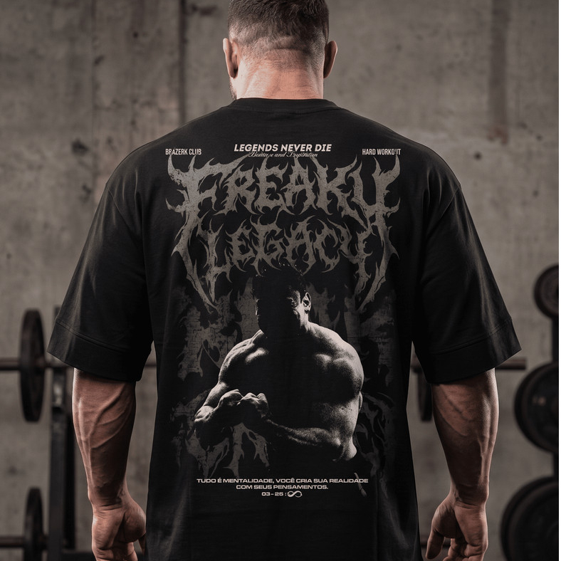 Camiseta Oversized Masculina Streetwear Treino Academia Moda Maromba Bodybuilder Gabriel Ganley Freaky Legacy