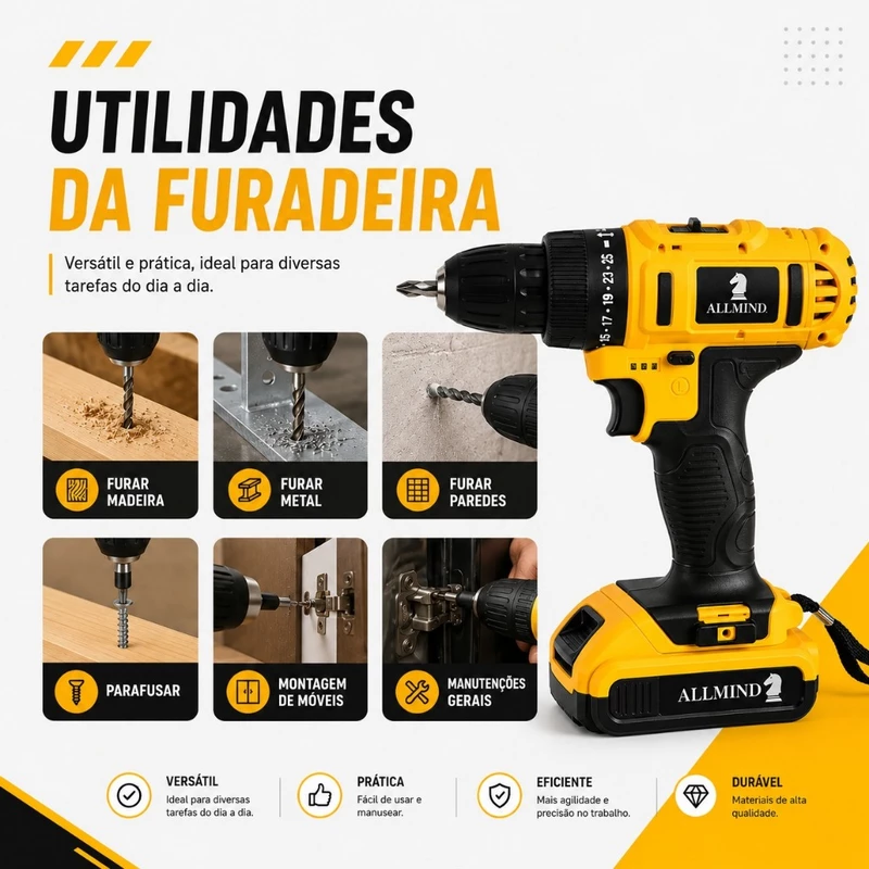 Furadeira de Impacto e Parafusadeira Profissional 25V Brushless Bivolt — foto 4