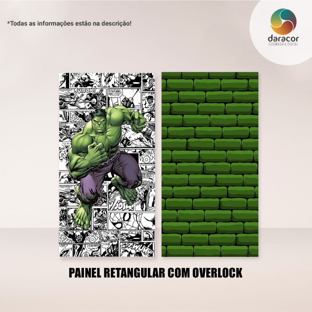 Capas de Painéis Herói Verde Tijolos Retangular C/ Elástico e Retangulares C/ Overlock - Faca Única OPÇÔES INDIVUDUAIS