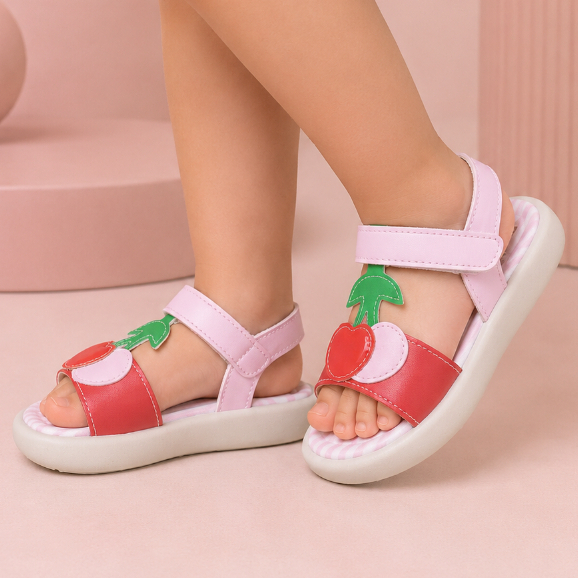 Sandália Infantil Menina Cereja Delicada Moda Frutinha Delicada 22 Ao 27 Moderna