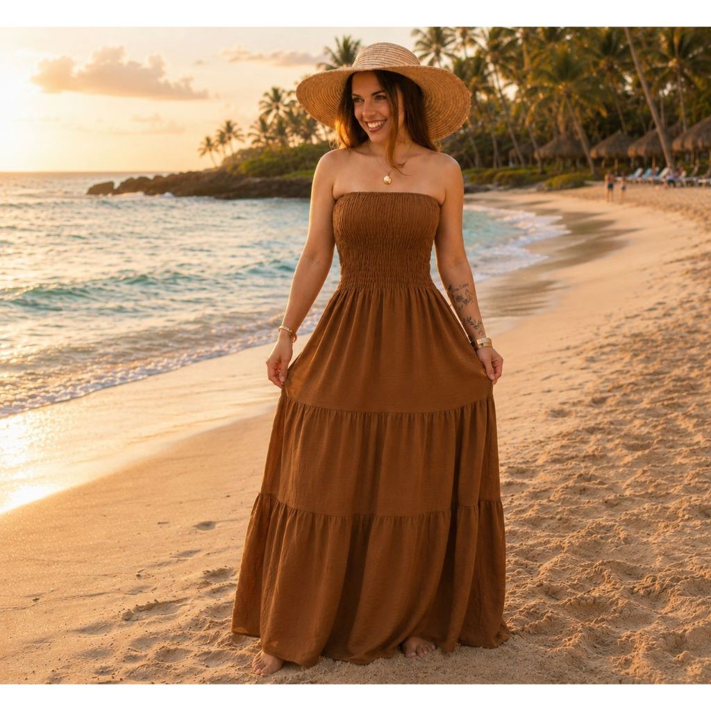 Vestido Longo Tomará Tecido Duna Verao Lisa Estampado Com Elastec Vermelho, Branco E Amarelo