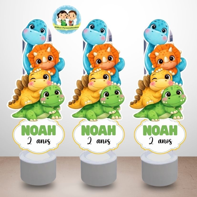 Aplique para Tubete Dinossauro Cute Personalizado com Nome | Lembrancinha Festa Infantil
