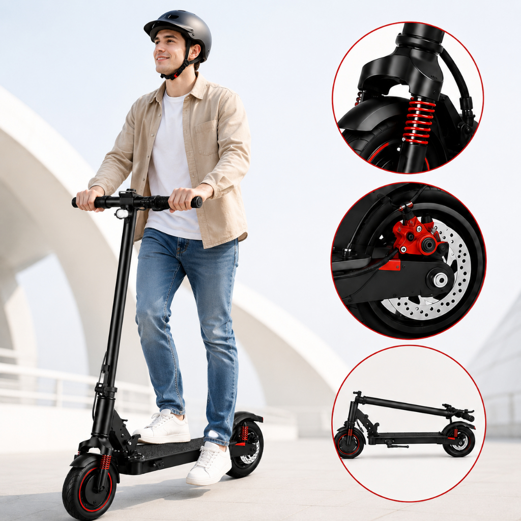 Patinete Elétrico Dobrável 350W Freio Traseiro Pneu Duplo Cheio