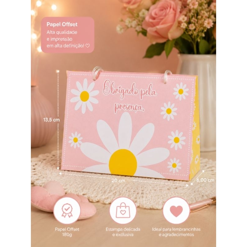 Sacolinha Personalizada Margarida-Festas-Aniversário-Lembrancinhas