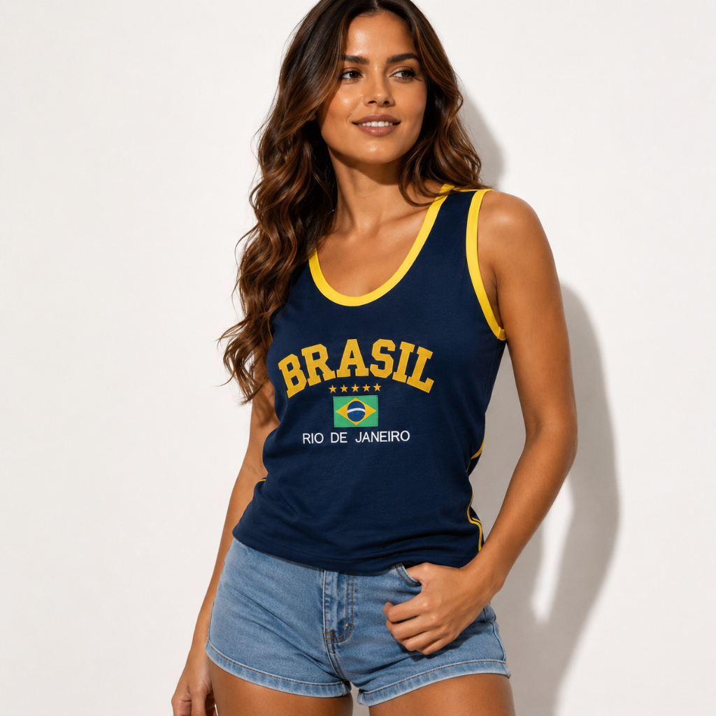 Camisa Regata Do Brasil Feminina Borbada Longa