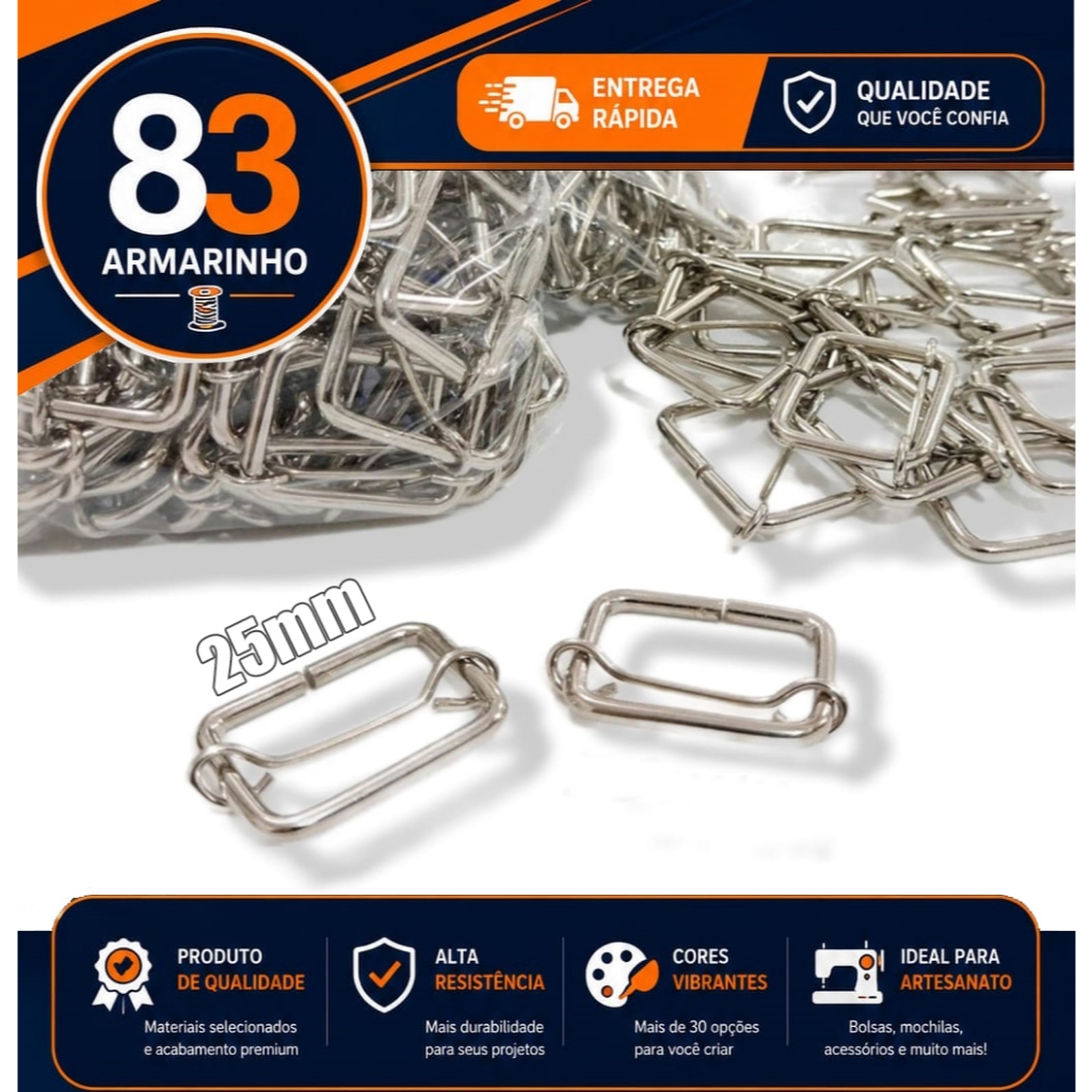 Kit 25 Regulador de Metal 25mm (2,5cm) Para Bolsas e Alças