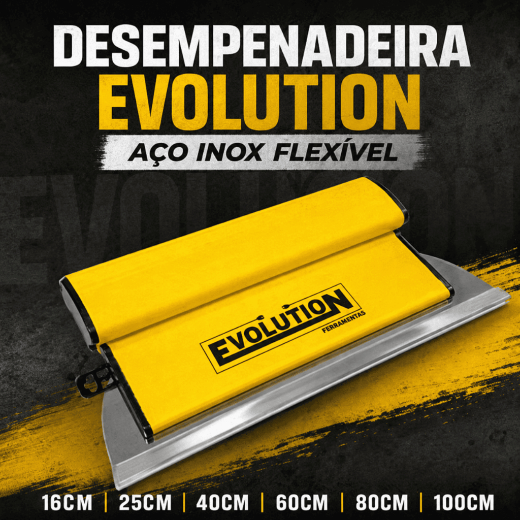Desempenadeira Evolution Inox Flexível 16 25 40 60 80 100cm Massa Corrida Acabamento Uniforme