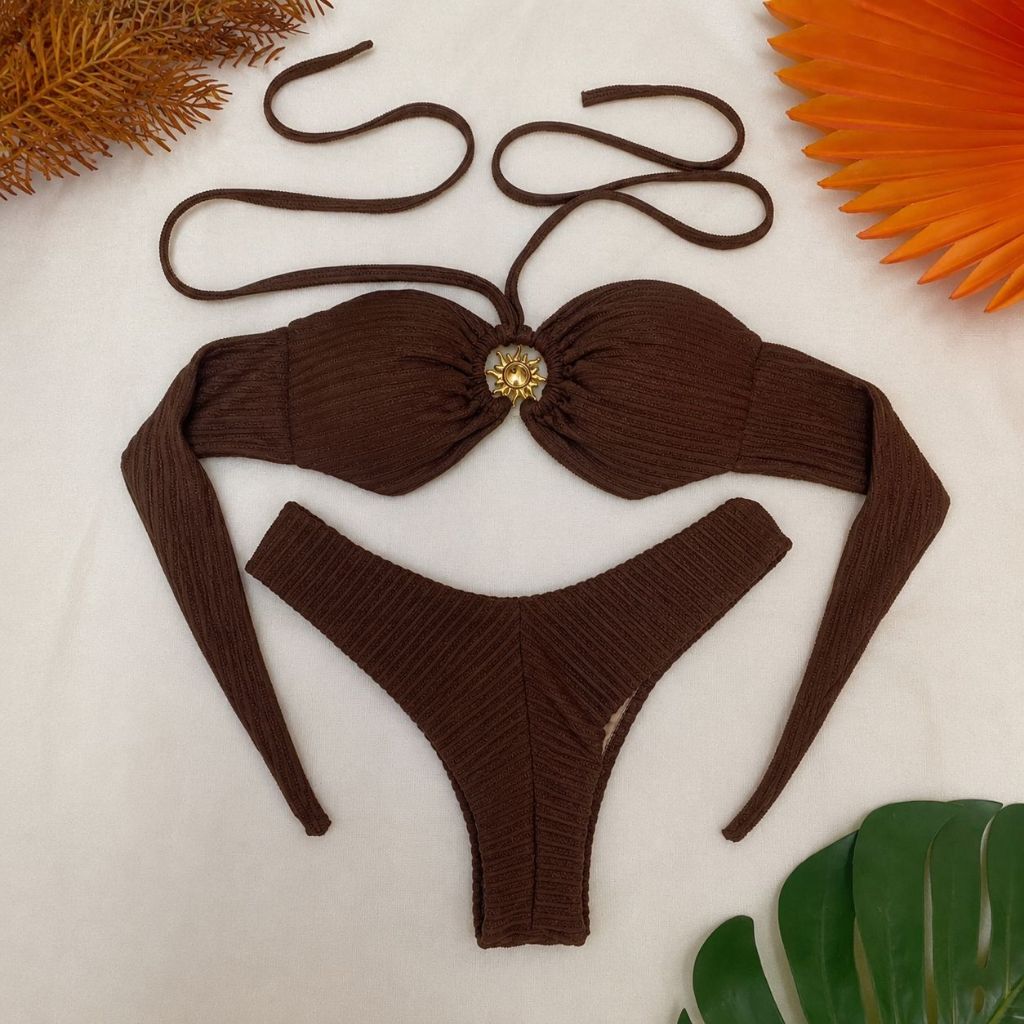 biquini feminino fio duplo calcinha asa-delta moda praia verão com bojo e fivela sol novo lançamento