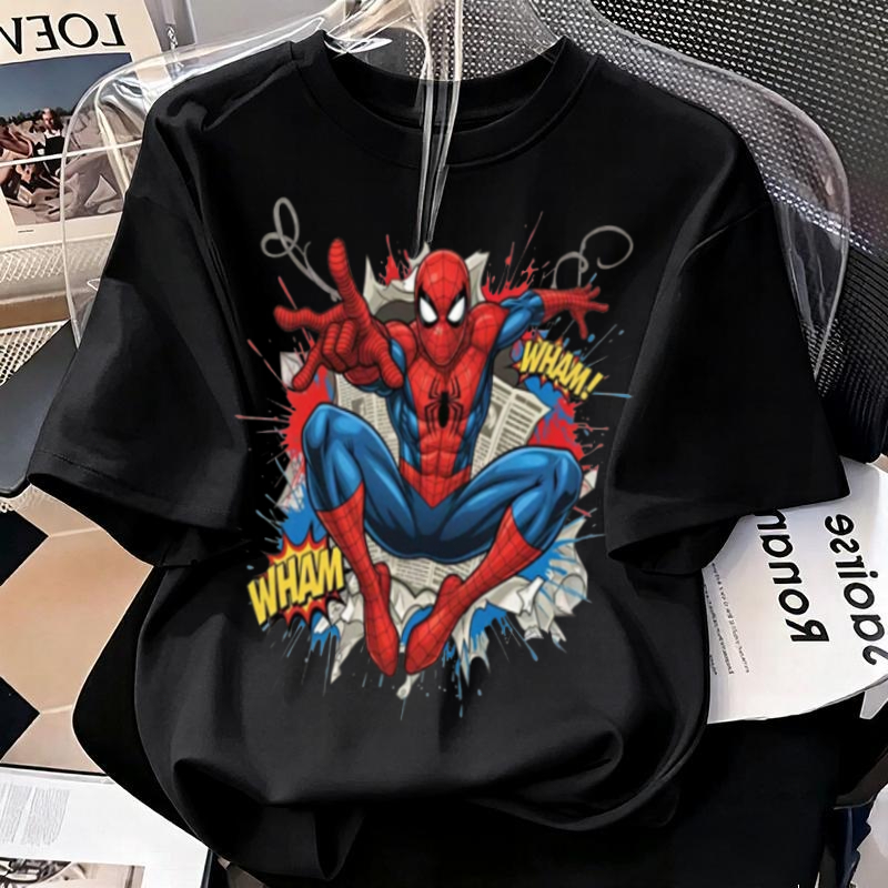 Camiseta Unissex 100% Algodão Puro Modelo Oversize Solto, Estampa Retrô Quadrinhos Homem-Aranha