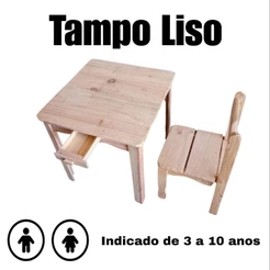 Conjunto Mesa de Madeira e Cadeira Infantil
