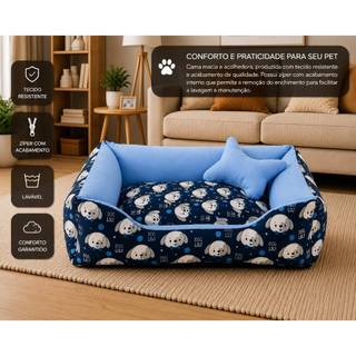 Cama Pet Caminha de Cachorro M e G com Fundo Impermeável + Ossinho para Porte Grande Médio Pequeno