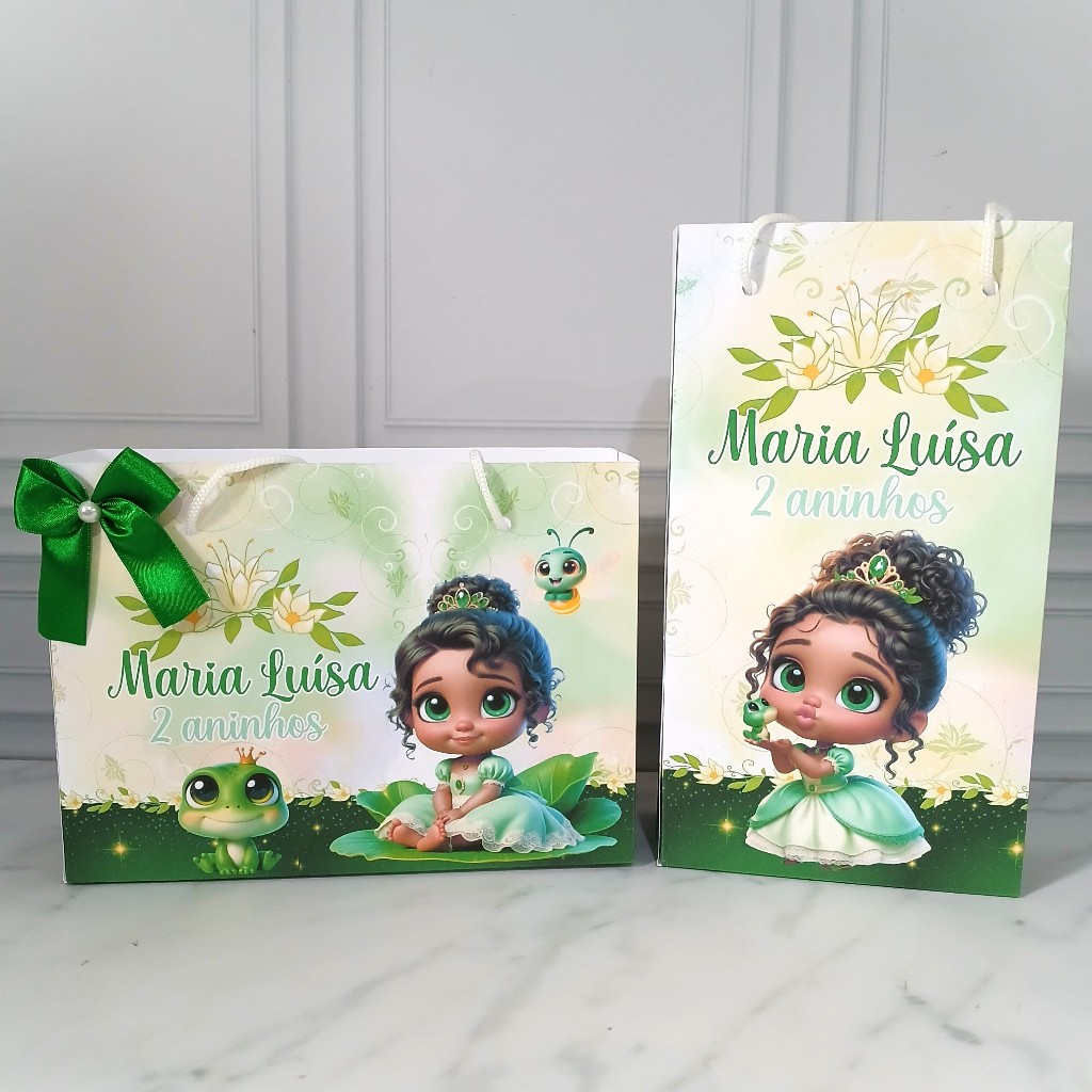 Sacolinha Personalizada Princesa Tiana Baby - (Pegue e Monte) A Princesa e o Sapo Lembrancinhas Festa