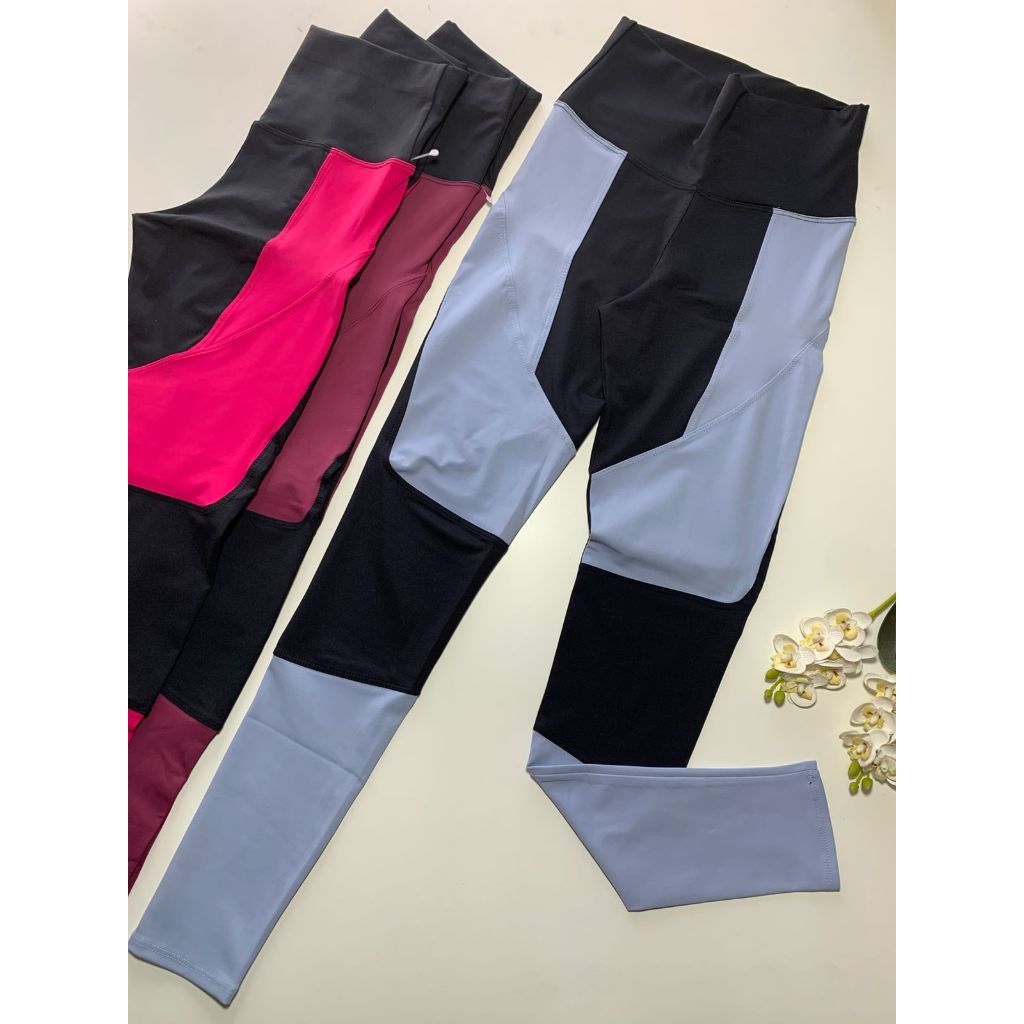 Calça Legging Feminina Poliamida Detalhada | Fitness Academia Cós Alto Treino Corrida Yoga Pilates Esportiva Moda | M G