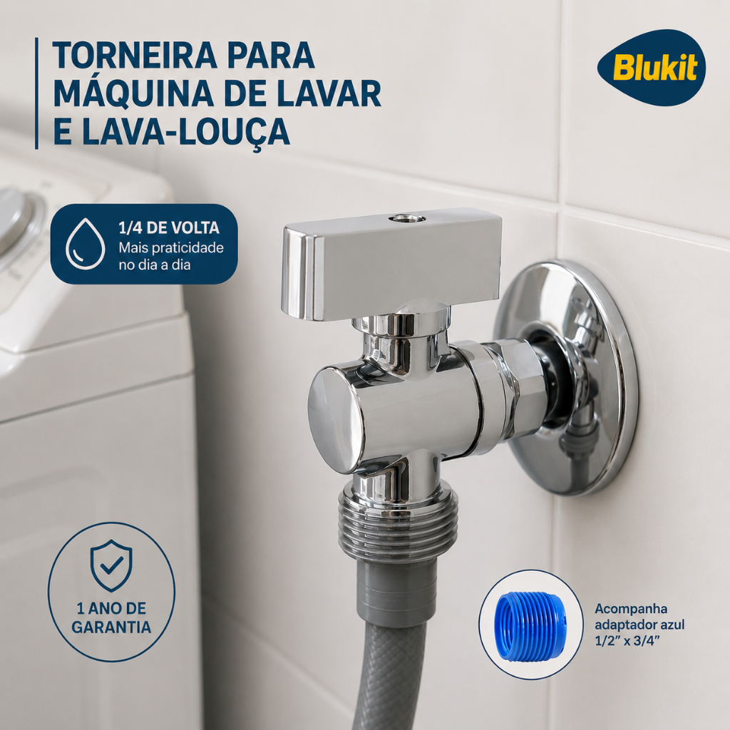 Torneira para Máquina de Lavar Roupa e Lava Louça Blukit - Original