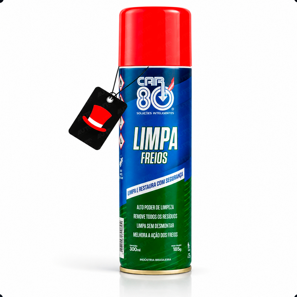 Limpa Freios CAR80 300ml Spray Automotivo Disco Tambor Pinça Alto Poder de Limpeza