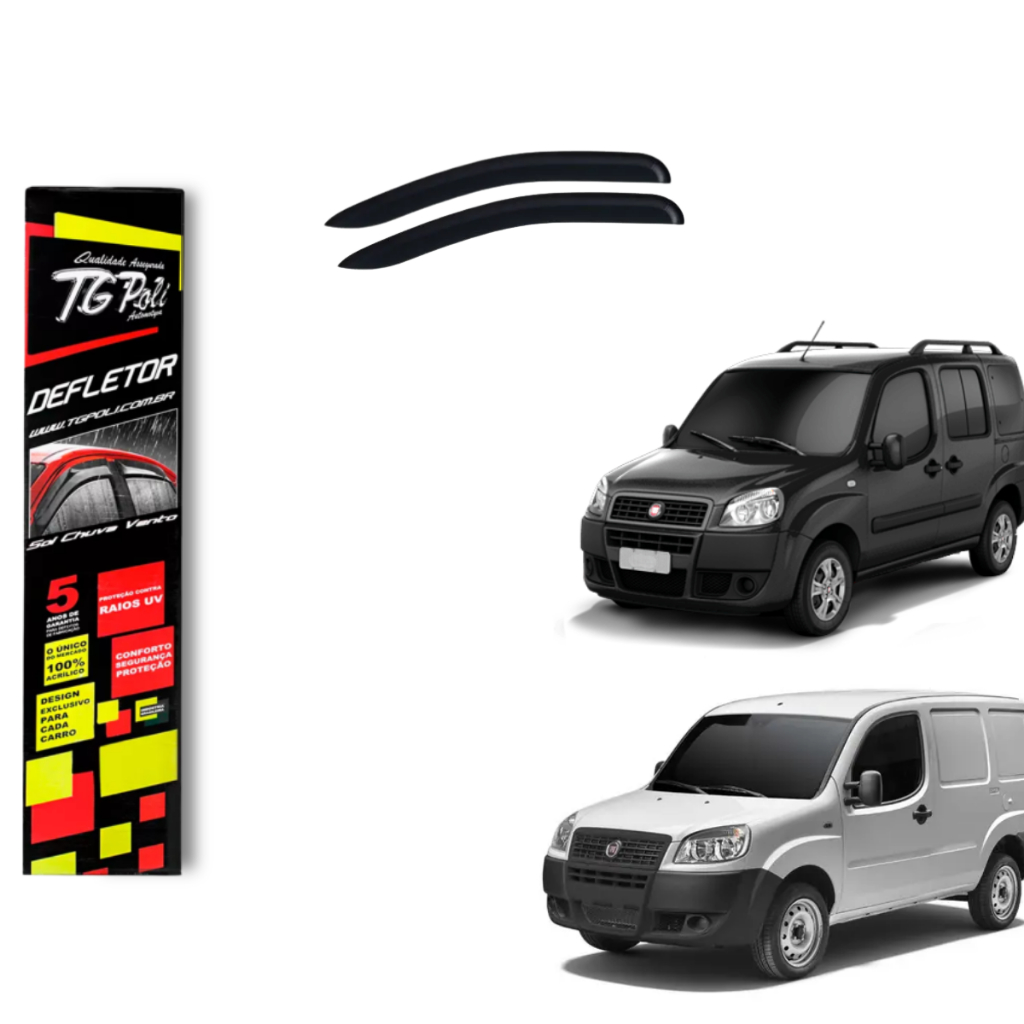 Calha de Chuva Fiat Doblo 2001 a 2021 2 Portas TG Poli Defletor Protetor Janelas Fumê