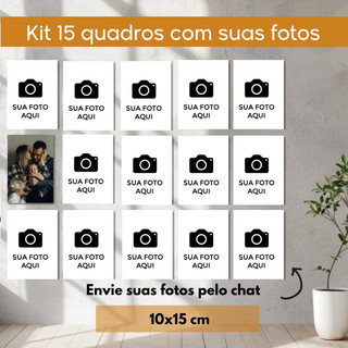 Kit 15 Quadros Personalizados com suas Fotos | Placas Decorativas para Parede Família Bebê Pet Decoração Envio Expresso