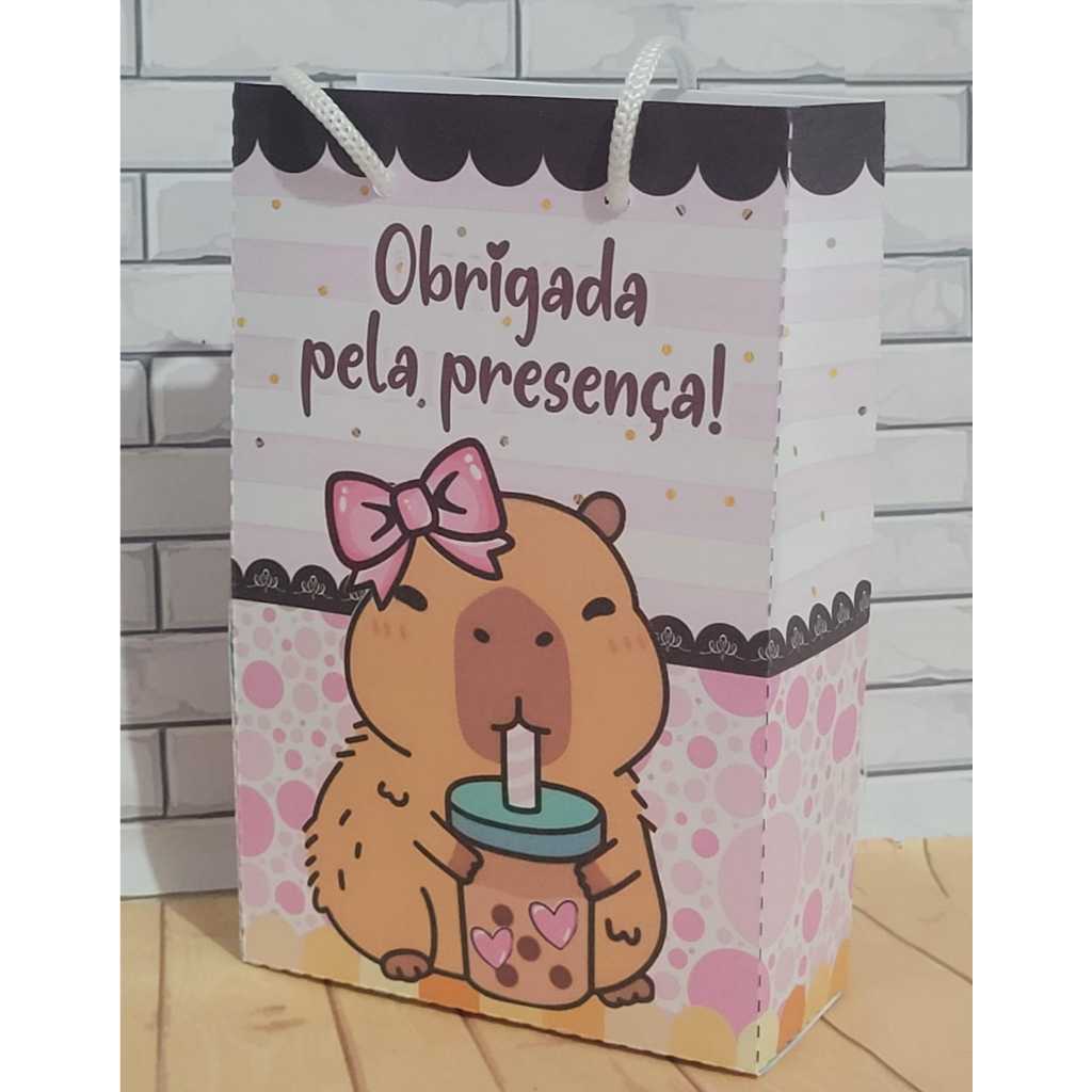 Sacolinha Surpresa Capivara Milk Shake Personalizada Lembrancinha PEGUE E MONTE