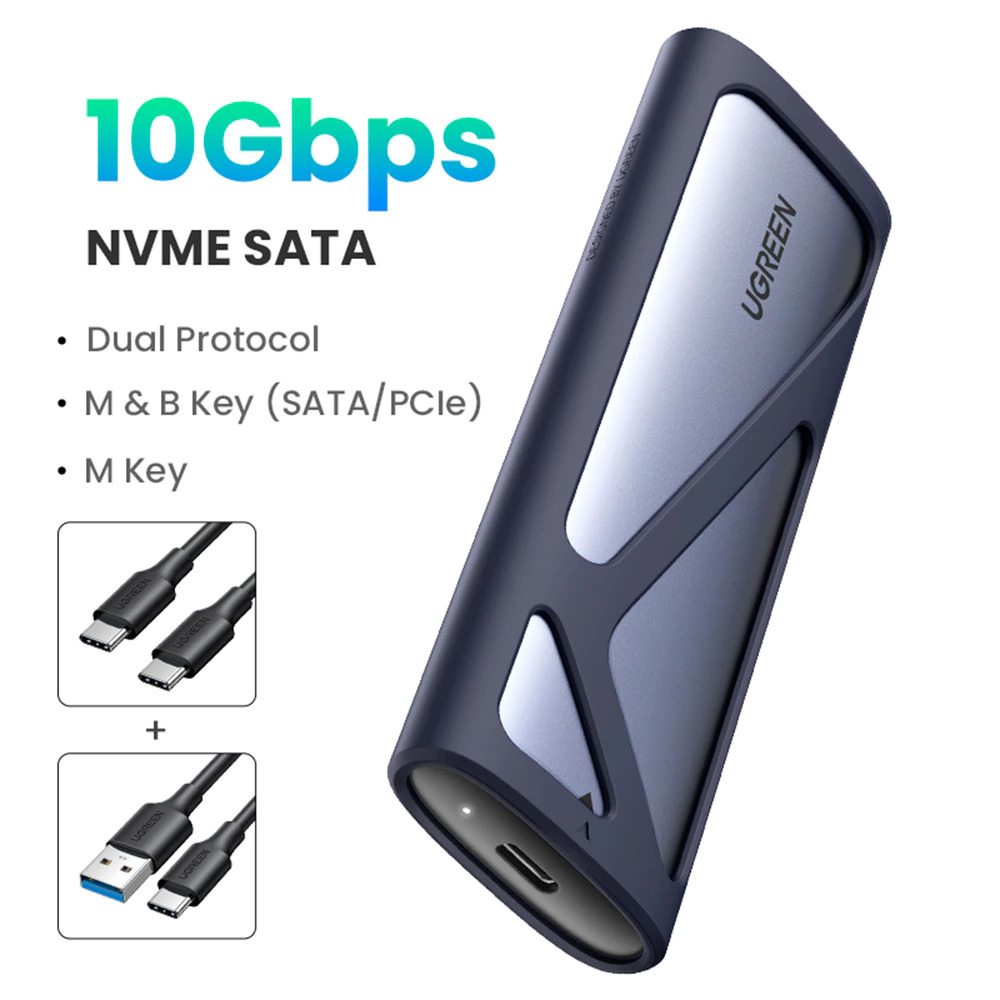 Ugreen Case Portátil p/Ssd M.2 SATA/NVMe 10Gbps M.2