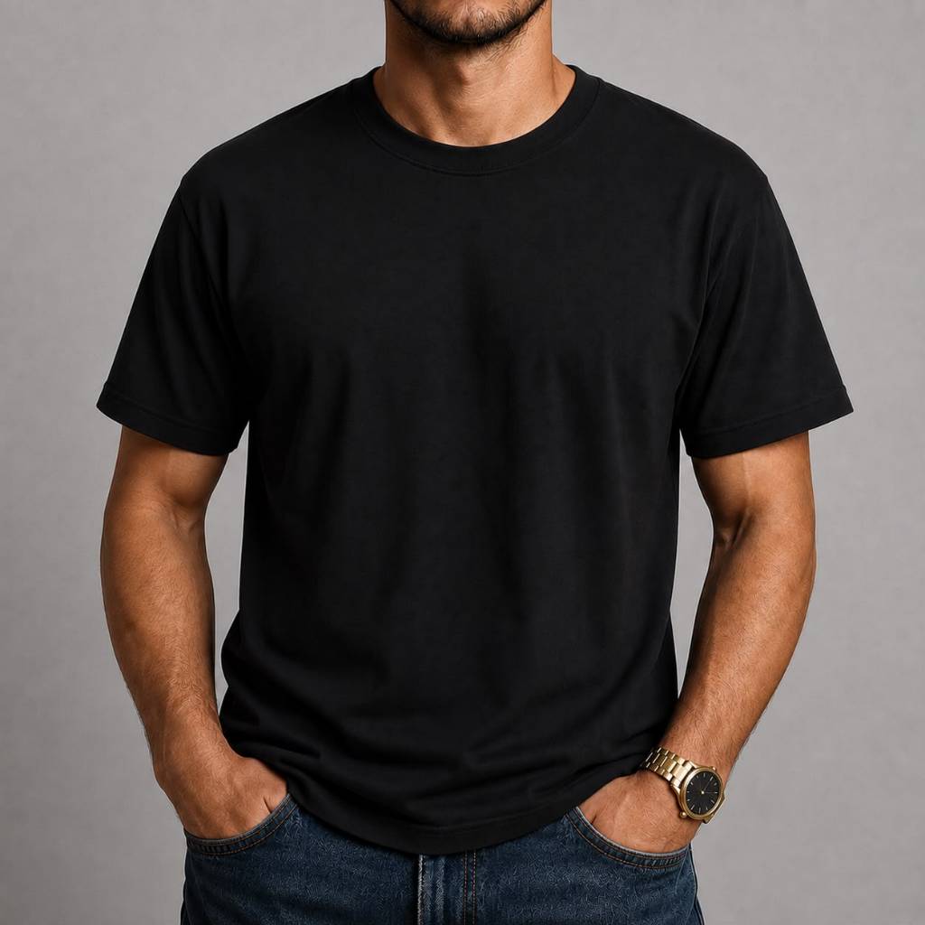 Camiseta Preta Lisa Masculina 100% Algodão Moda Urbana