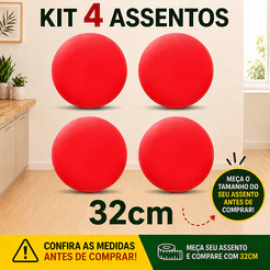 KIT 4 Assentos Estofados 32cm Para Banco/Banqueta