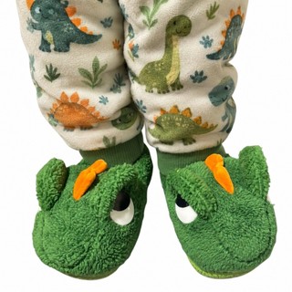 Pantufa de criança Dino Peludinha Infantil Solado Antiderrapante super confortável