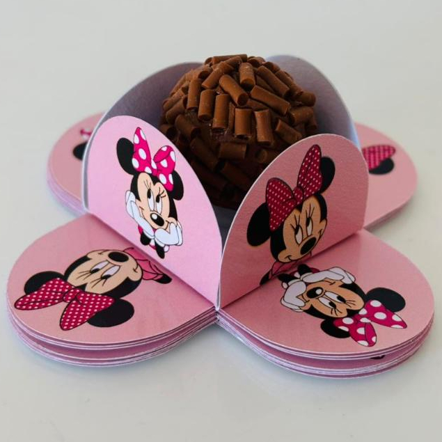 Forminha Personalizada no tema Minnie Rosa | Doce Brigadeiro | Aniversário | Feliz Aniversário | Parabéns