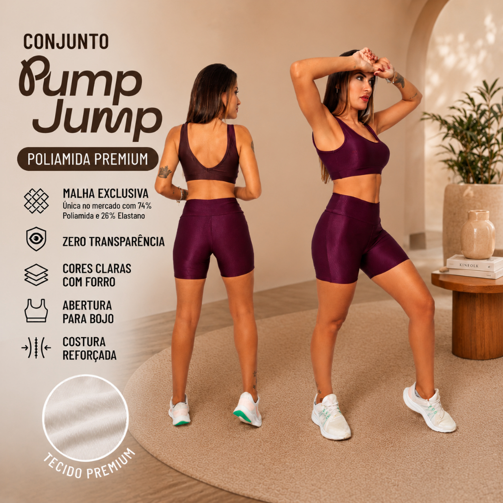 Conjunto Fitness Feminino Top Regata + Bermuda Cintura Alta Micro Canelada Poliamida Premium