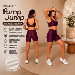 Conjunto Fitness Feminino Top Regata + Bermuda Cintura Alta Micro Canelada Poliamida Premium