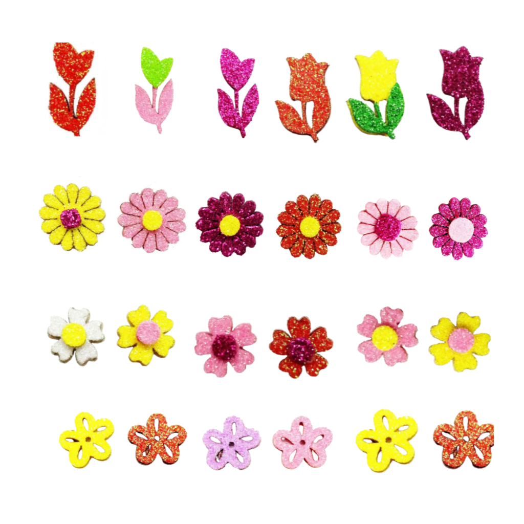 200 Adesivos Pet Flores Glitter - Banho e Tosa Profissional